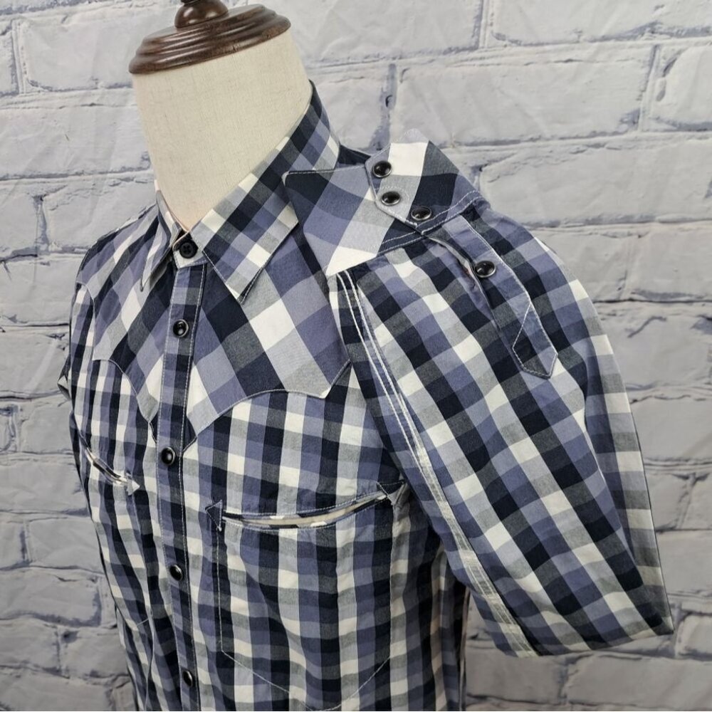 Levi's Men's Western Pearl Snap Shirt Special Edition HQ Purple Check Medium